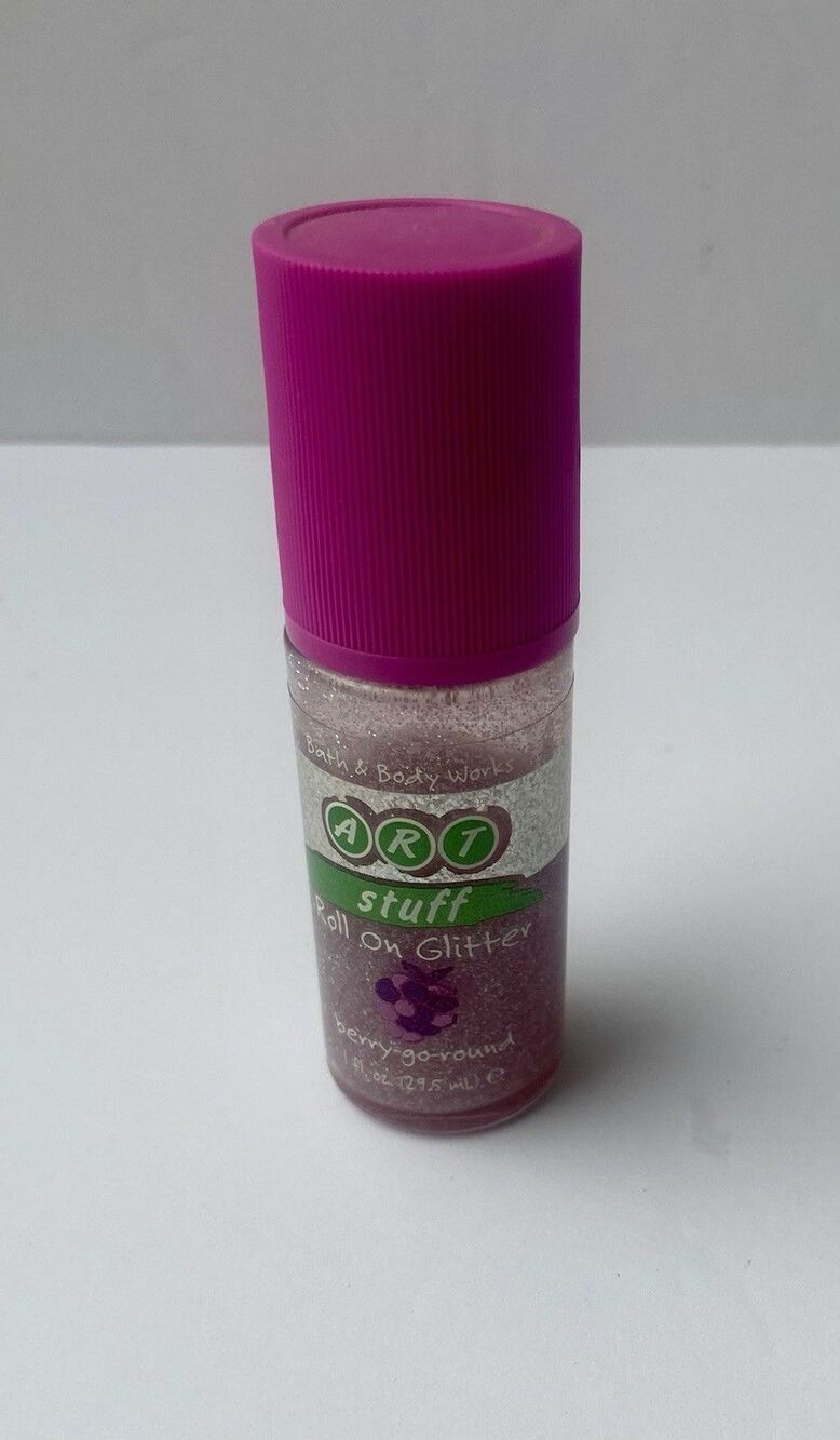USED Vintage Bath & Body Works Art Stuff Berry Go Round Roll On Glitter Gel Y2K